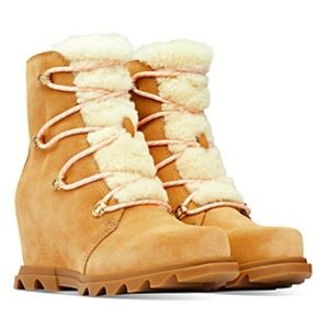 Sorel Joan of Arctic III Genuine Shearling Trim Waterproof Wedge Bootie